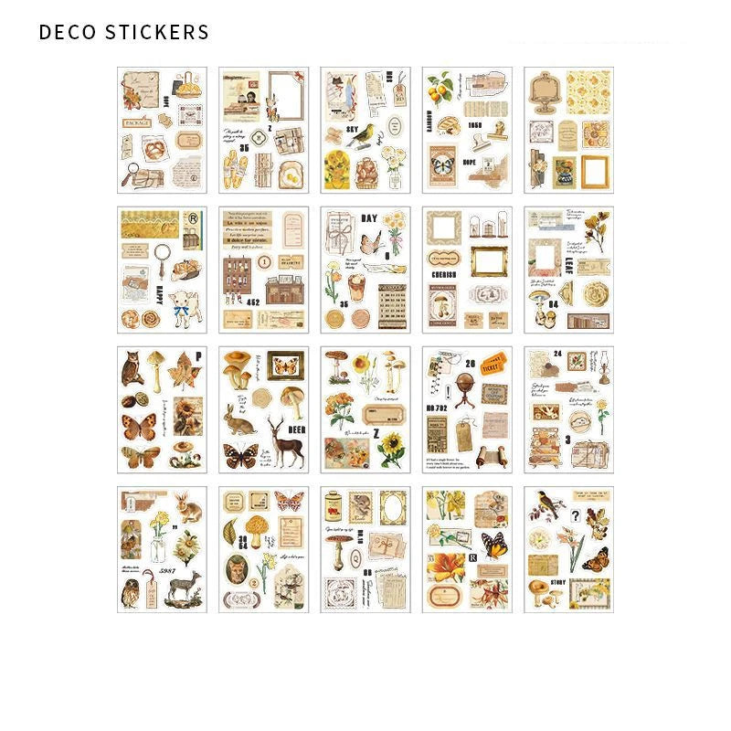 JIANQI 20-Piece PET Sticker Book – Plants &amp; Flowers