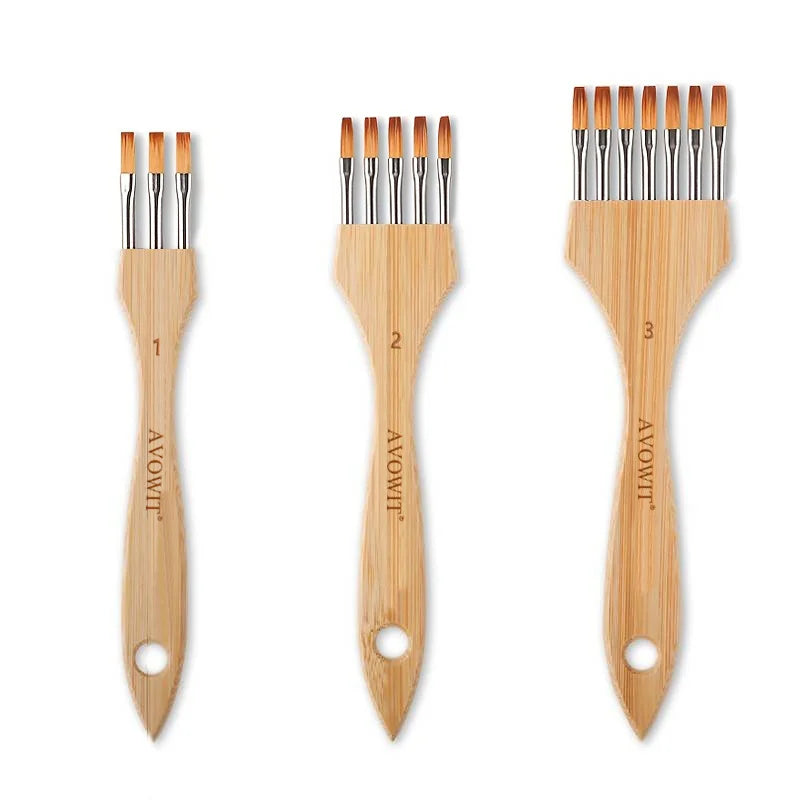 Wooden Handle Multi-Tooth Artist Brush Set