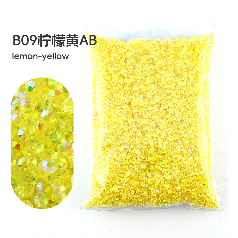 2MM 3MM 4MM 5MM 6MM Jelly AB Resin Cold fixation  Rhinestones Flat Back Suitable for making diamond water bottles