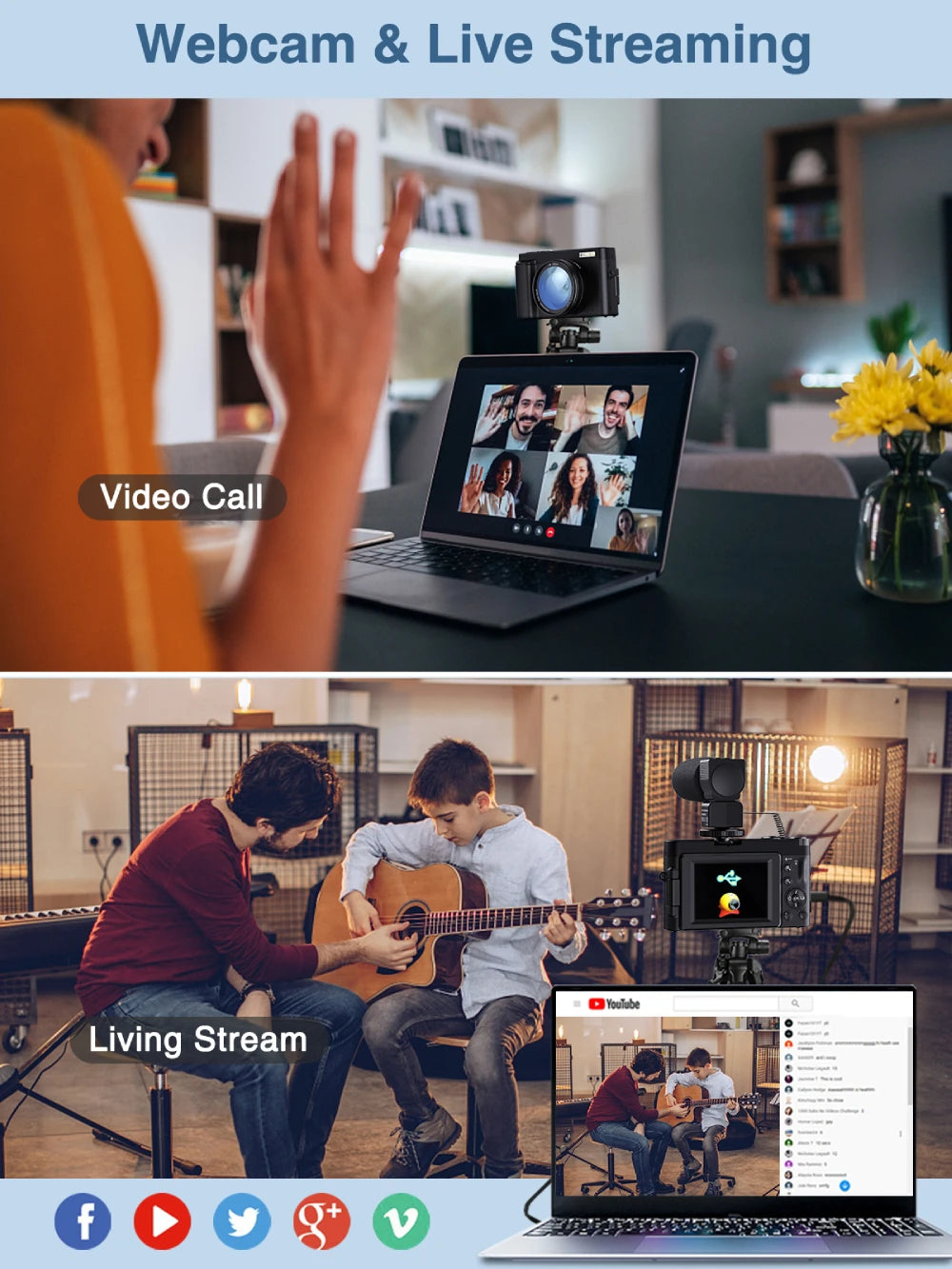 4K Vlogging Camera with Flip Screen &amp; Autofocus – 48MP Compact Digital Camera