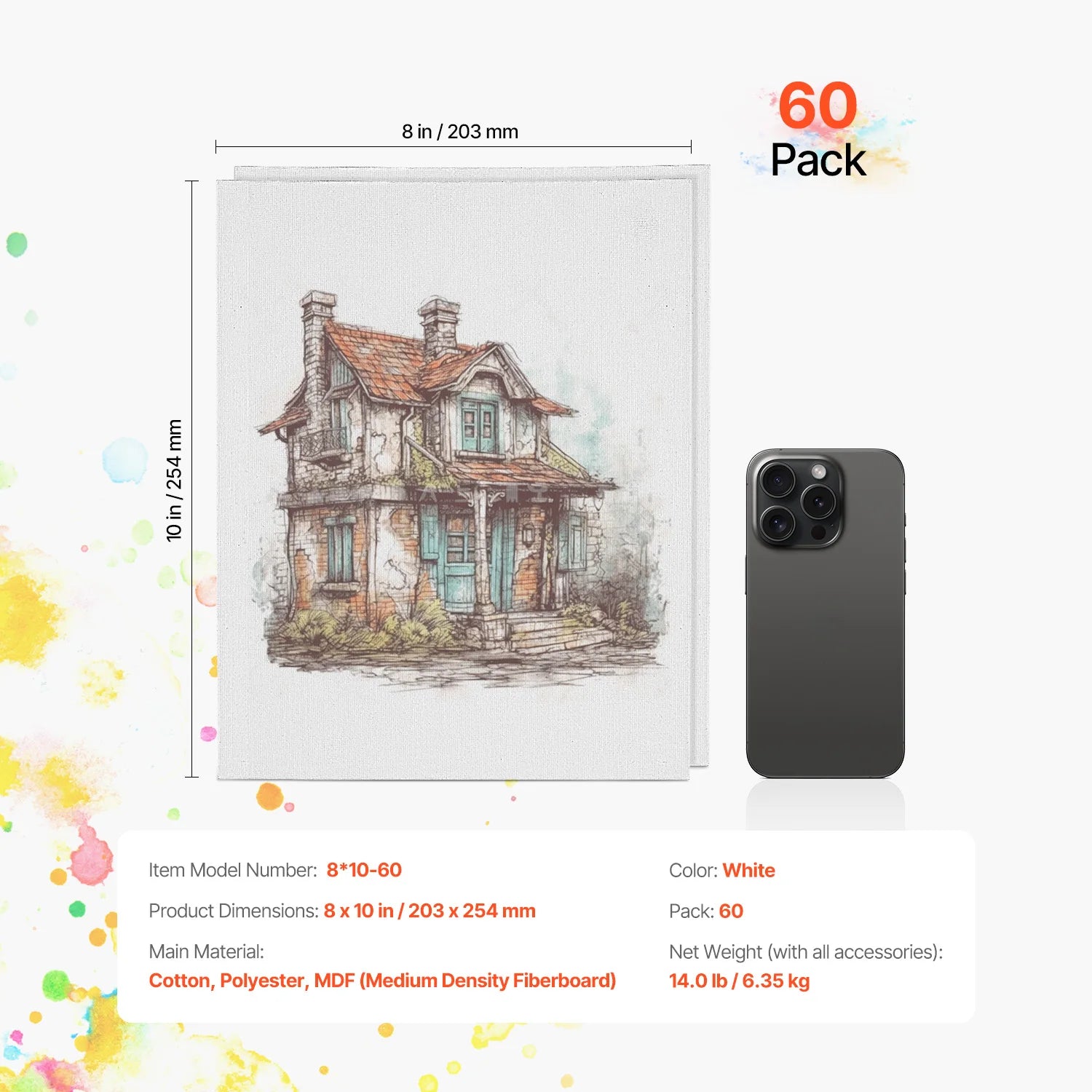 VEVOR White Canvas Boards – Multi-Media Painting Panels
