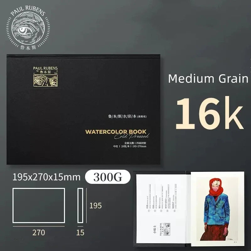 Paul Rubens Watercolor Sketchbook – 100% Cotton, 300gsm, 20 Sheets