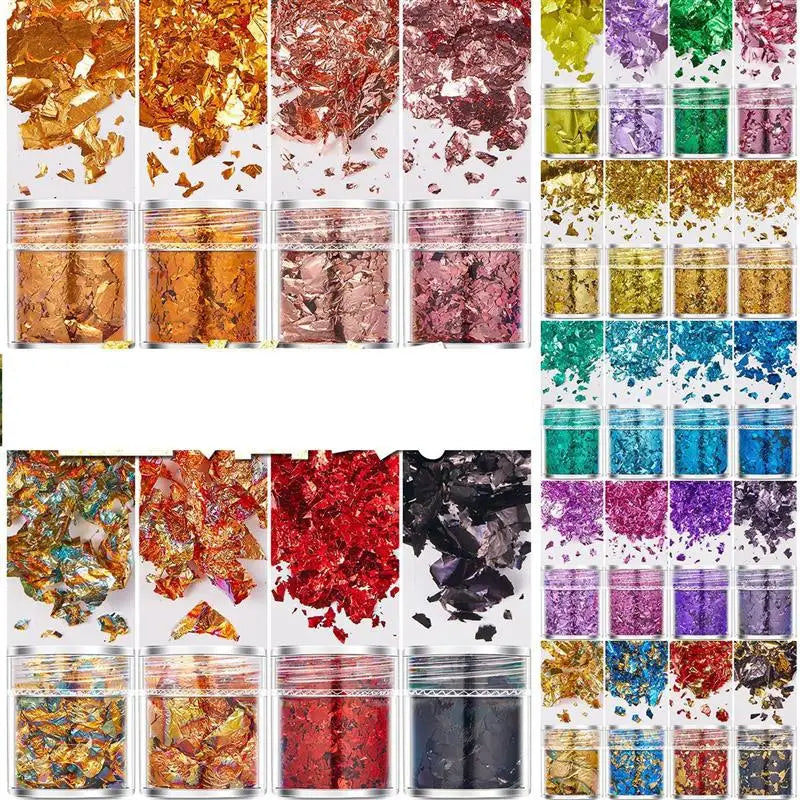 4-Bottle Gold Leaf Flakes &amp; Glitter Set