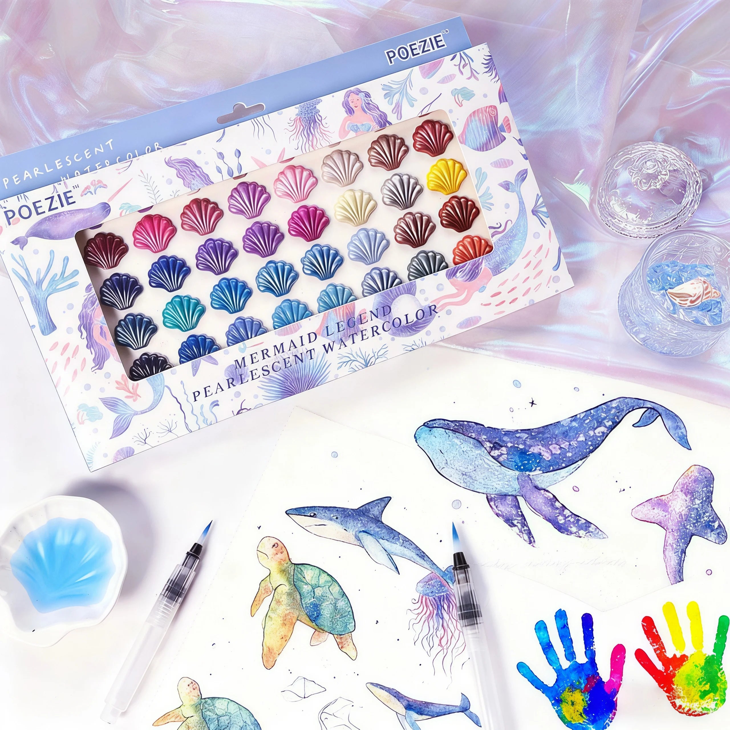 60-Color Professional Watercolor Paint Set with Water Brushes