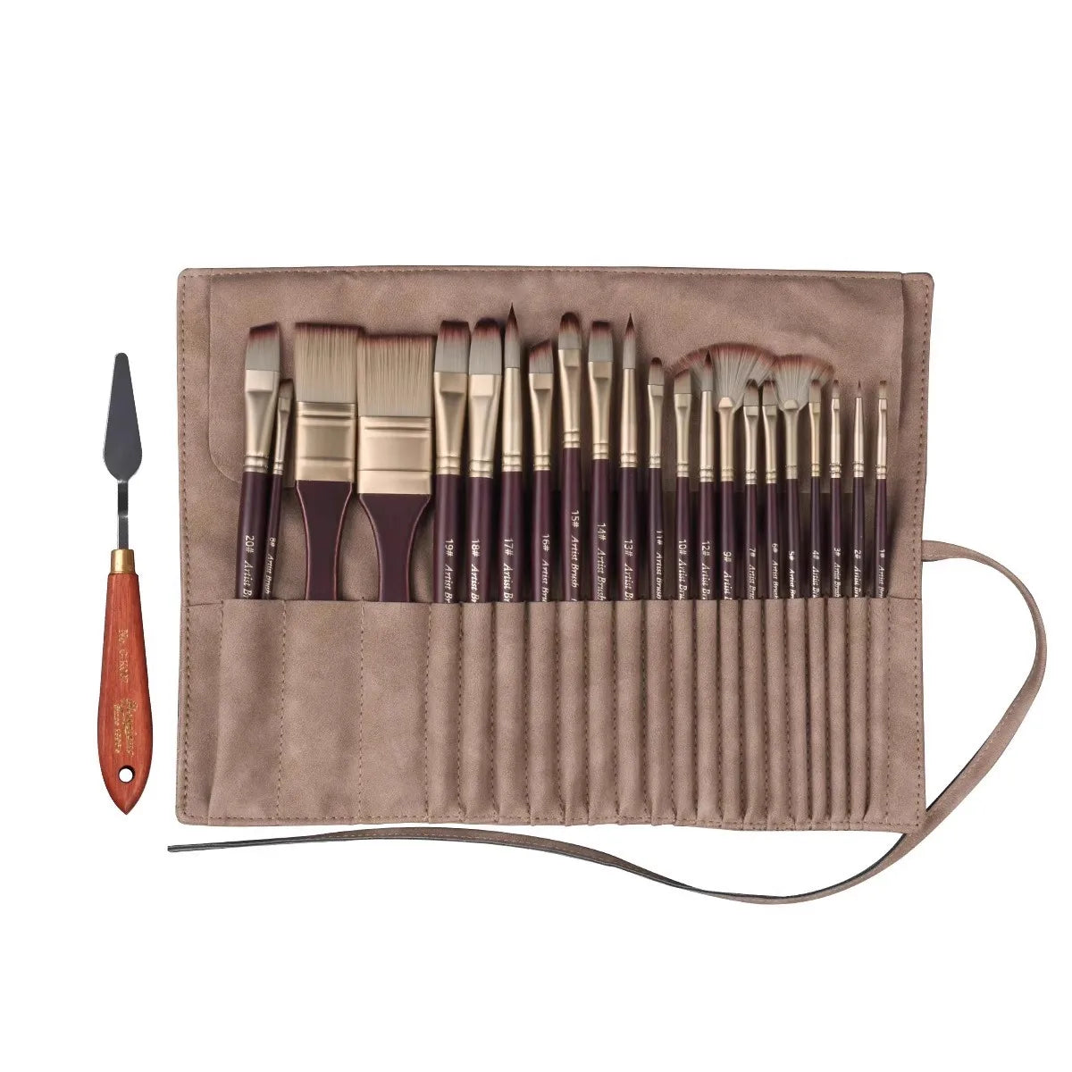 25-Piece Acrylic &amp; Oil Paint Brush Set with Wooden Handles