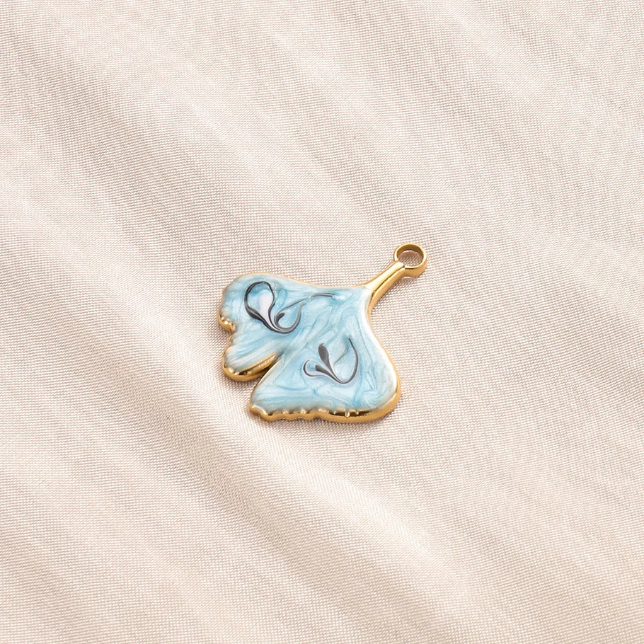 5pcs/lot Enamel Blue Marine Animals Stainless Steel Pendant Conch Shell Seahorse Fish Tail Starfish Charms DIY Necklace Findings