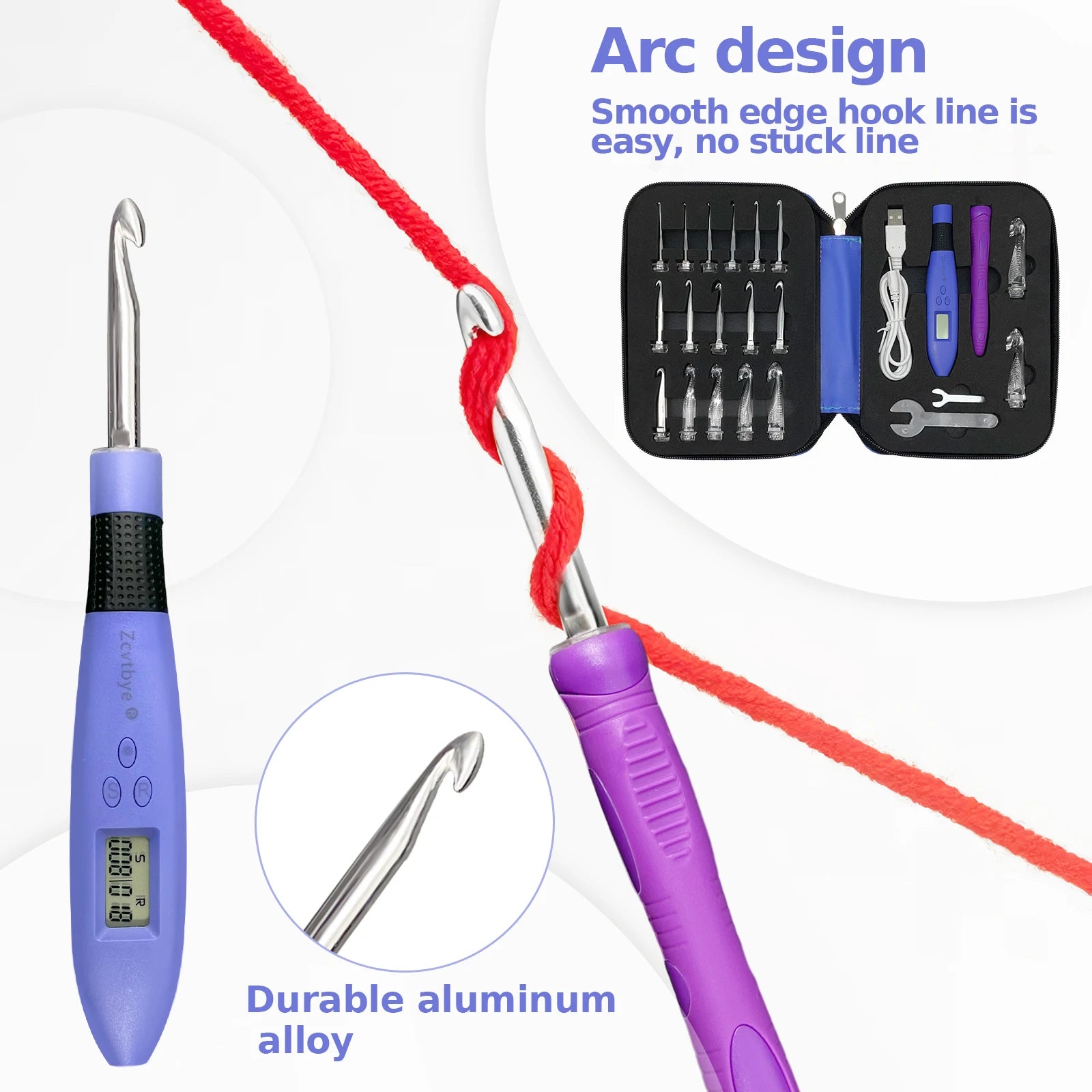 18-Size LED Crochet Hook Set with Digital Counter