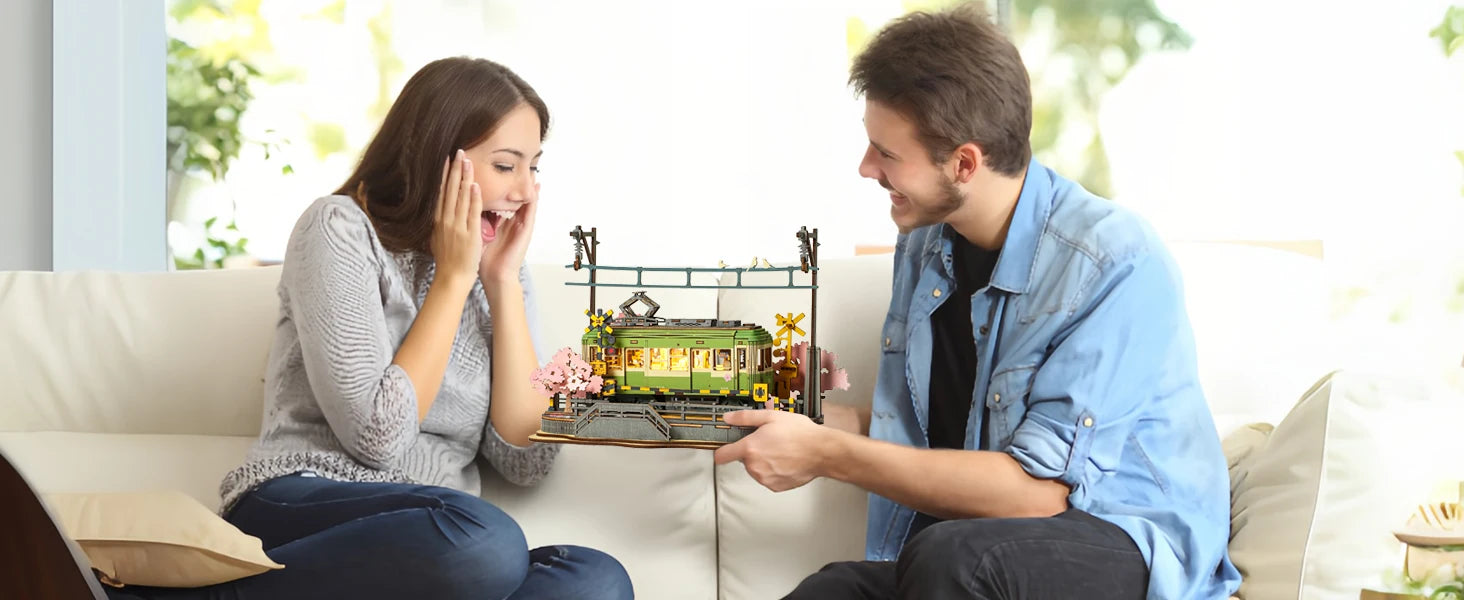 Robotime 3D Wooden Tram Puzzle – Sakura Journey