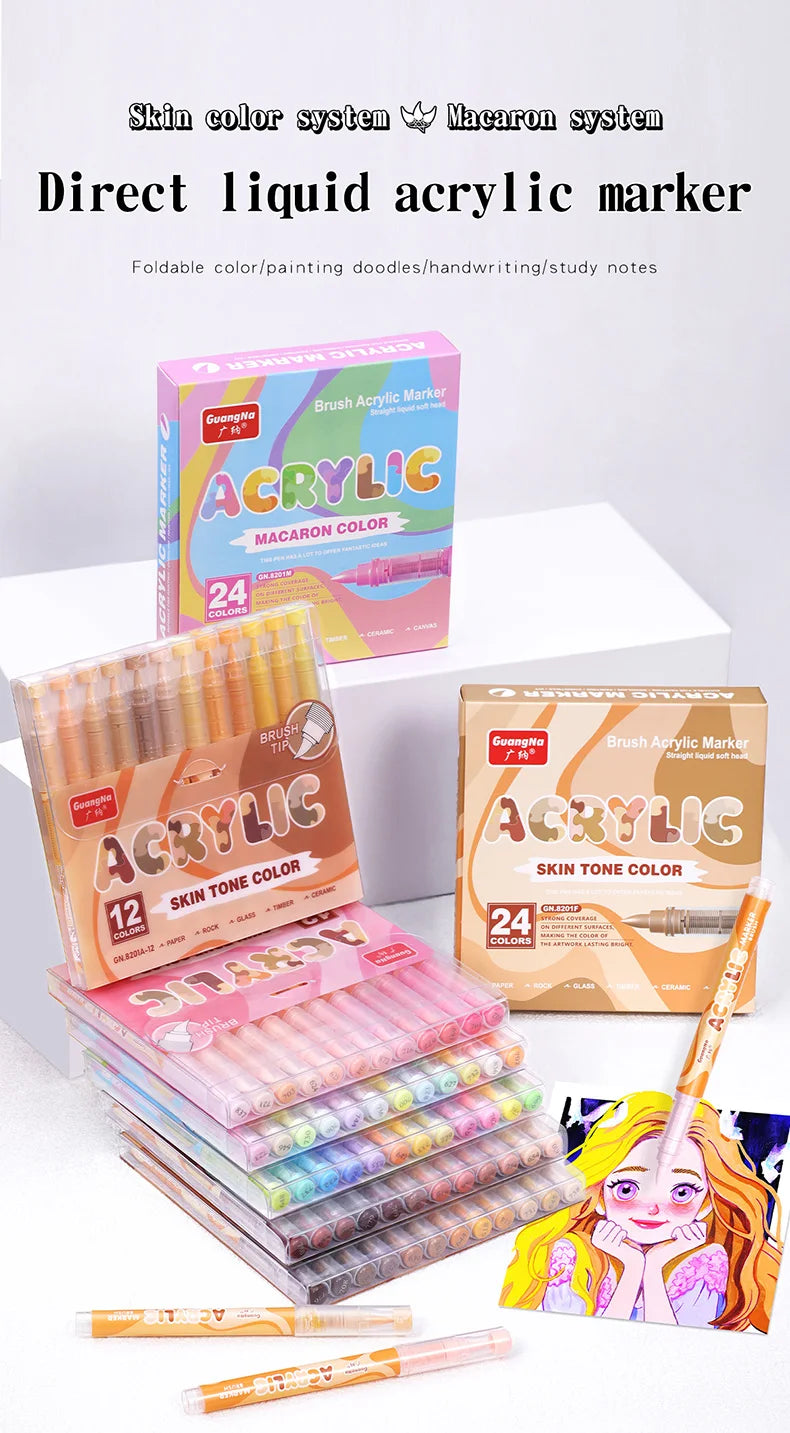 GuangNa Acrylic Paint Markers 12-72 Colors Set