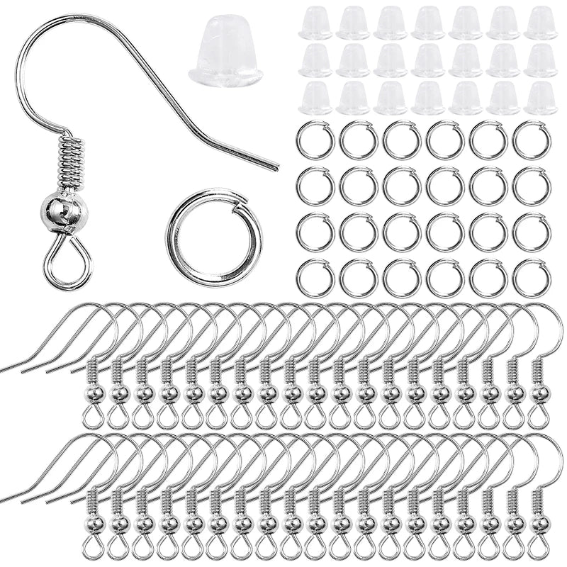 300pcs Earring Findings Set – Hooks, Jump Rings &amp; Backs for Jewelry Making