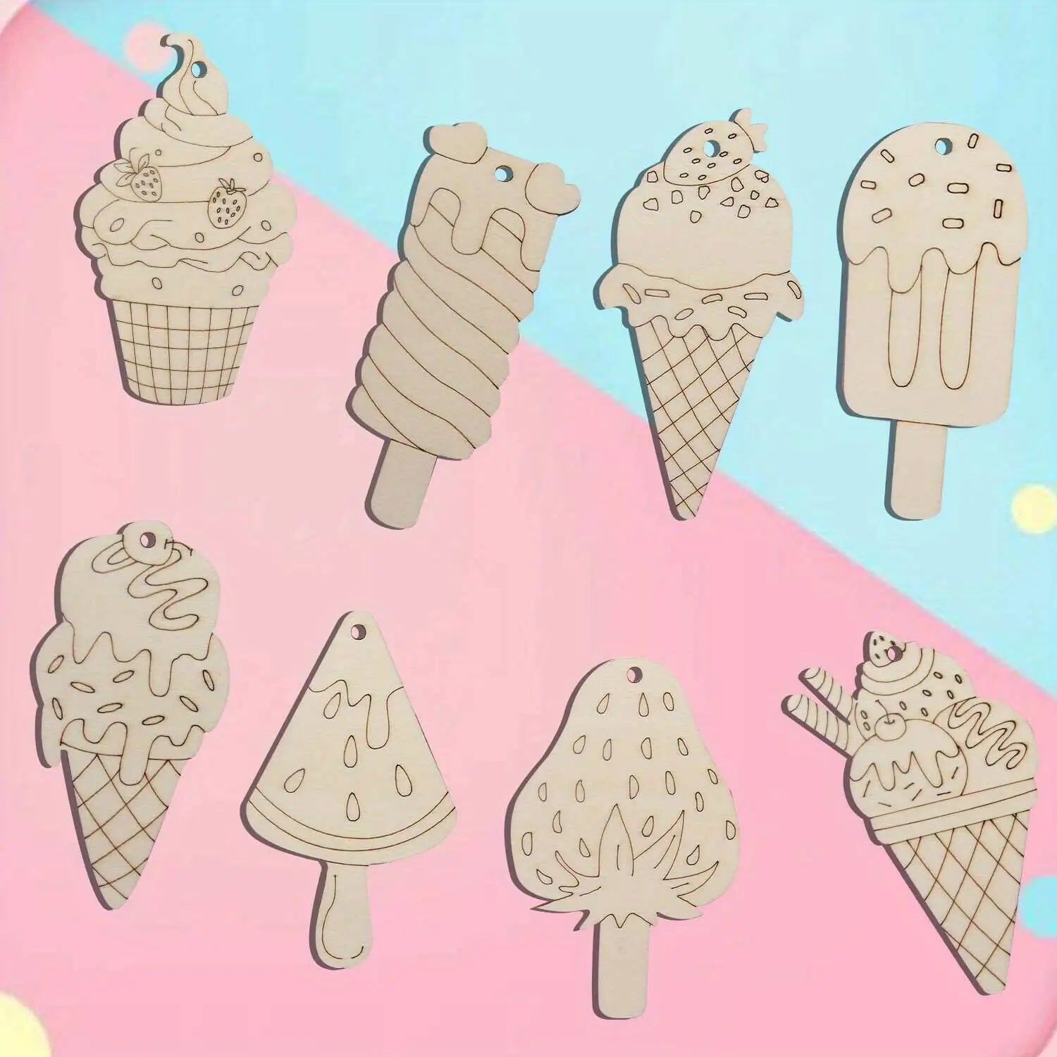 16pcs Wooden Ice Lolly Craft Ornaments