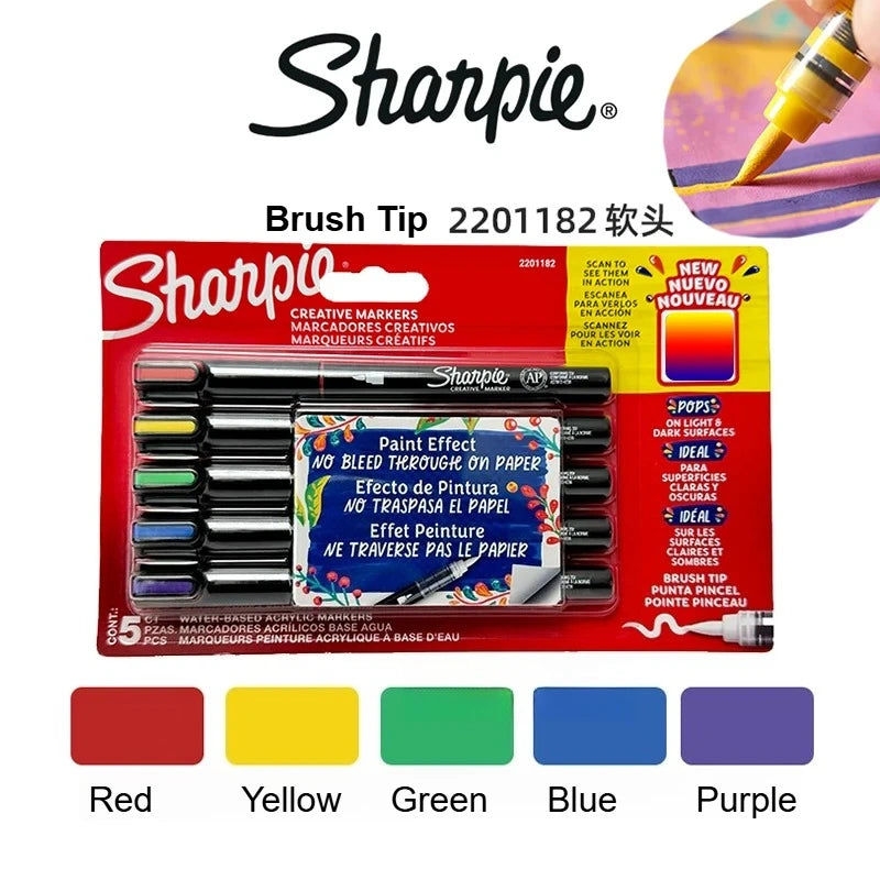 Sharpie Creative Markers, 2/5pcs Water-Based Acrylic Pen Arts & Crafts Works on Paper, Metal, Wood, Ceramic, Glass, Rock, Canvas