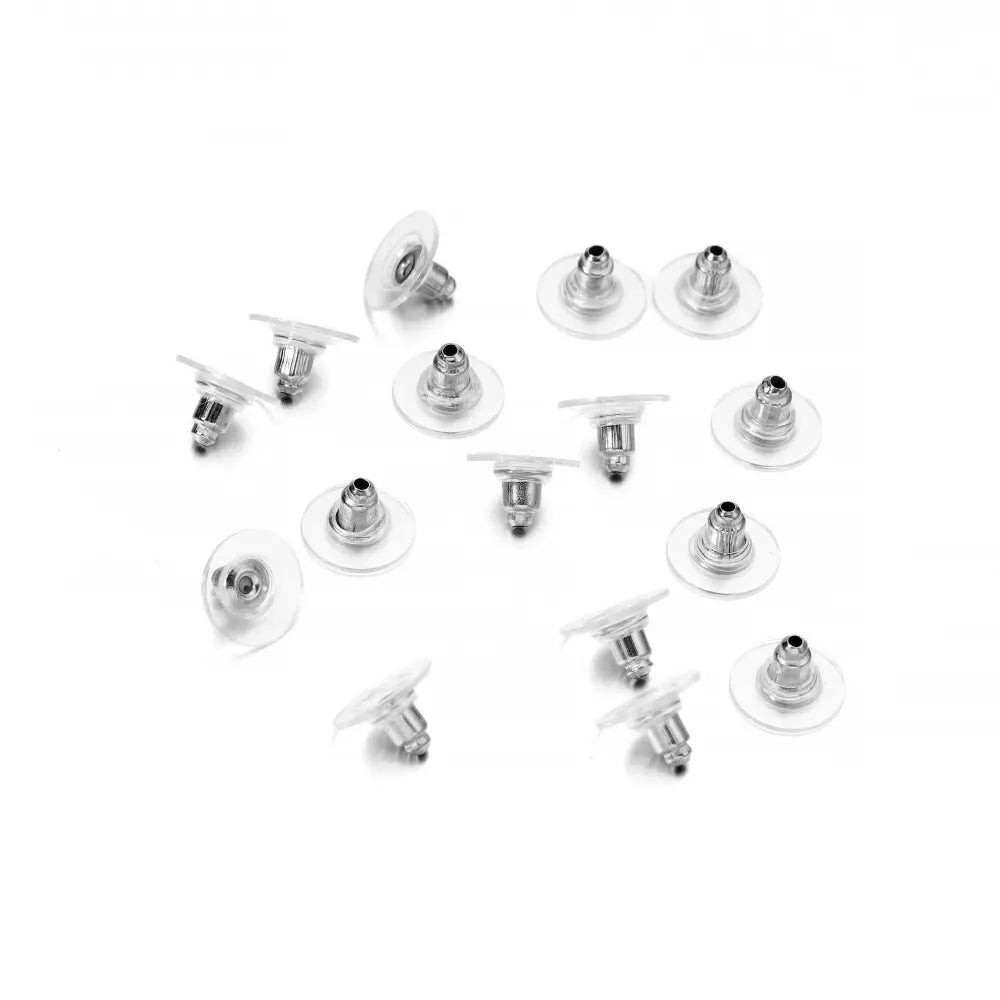 100pcs Rubber Earring Backs – Silicone &amp; Steel Earnuts for DIY Jewelry