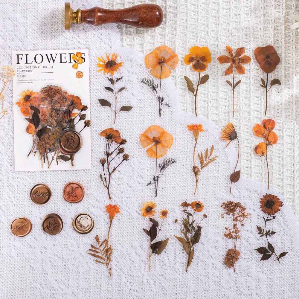 40-Piece Vintage Dried Flower &amp; Leaf Stickers Set