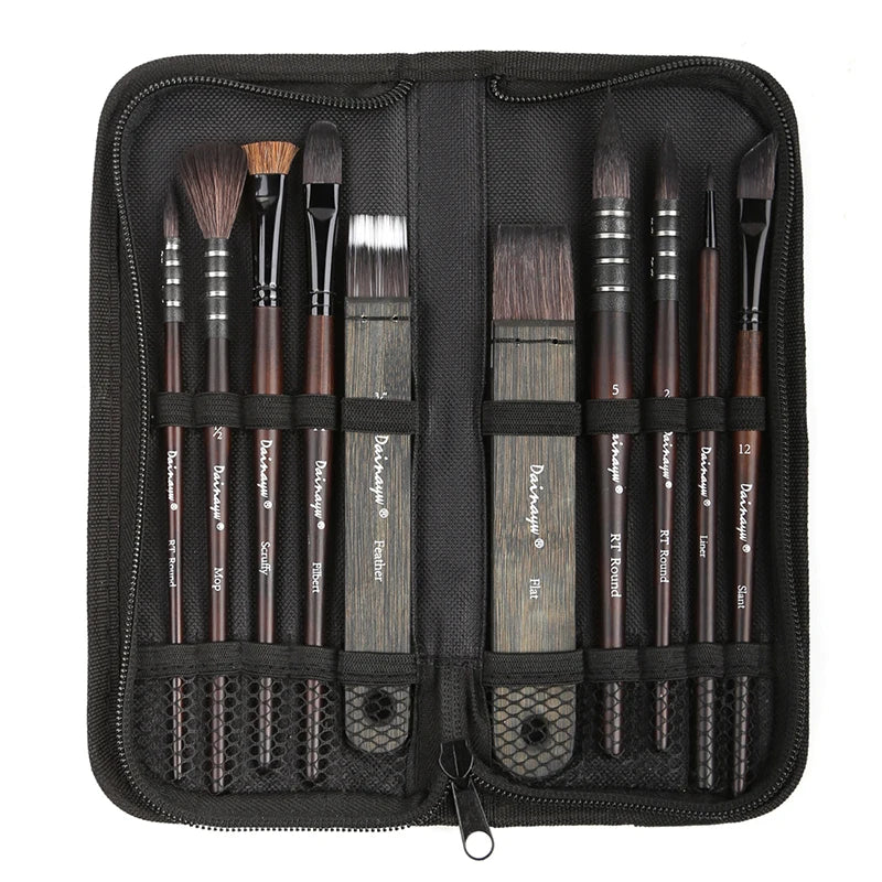 Dainayw 10-Piece Squirrel &amp; Horse Hair Brush Set