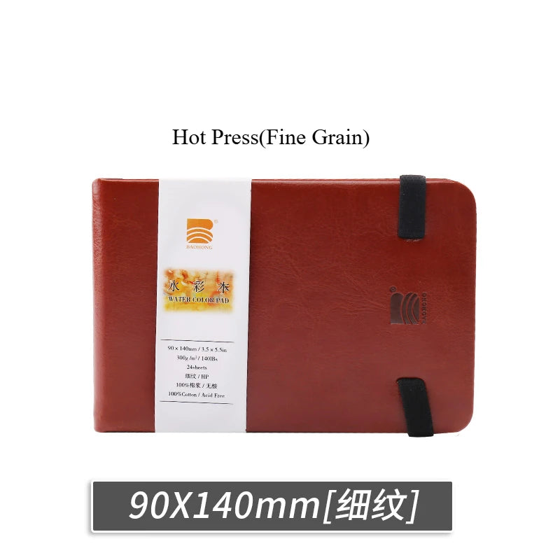 Baohong Watercolor Travel Book – 300gsm, Linen Leather-Bound