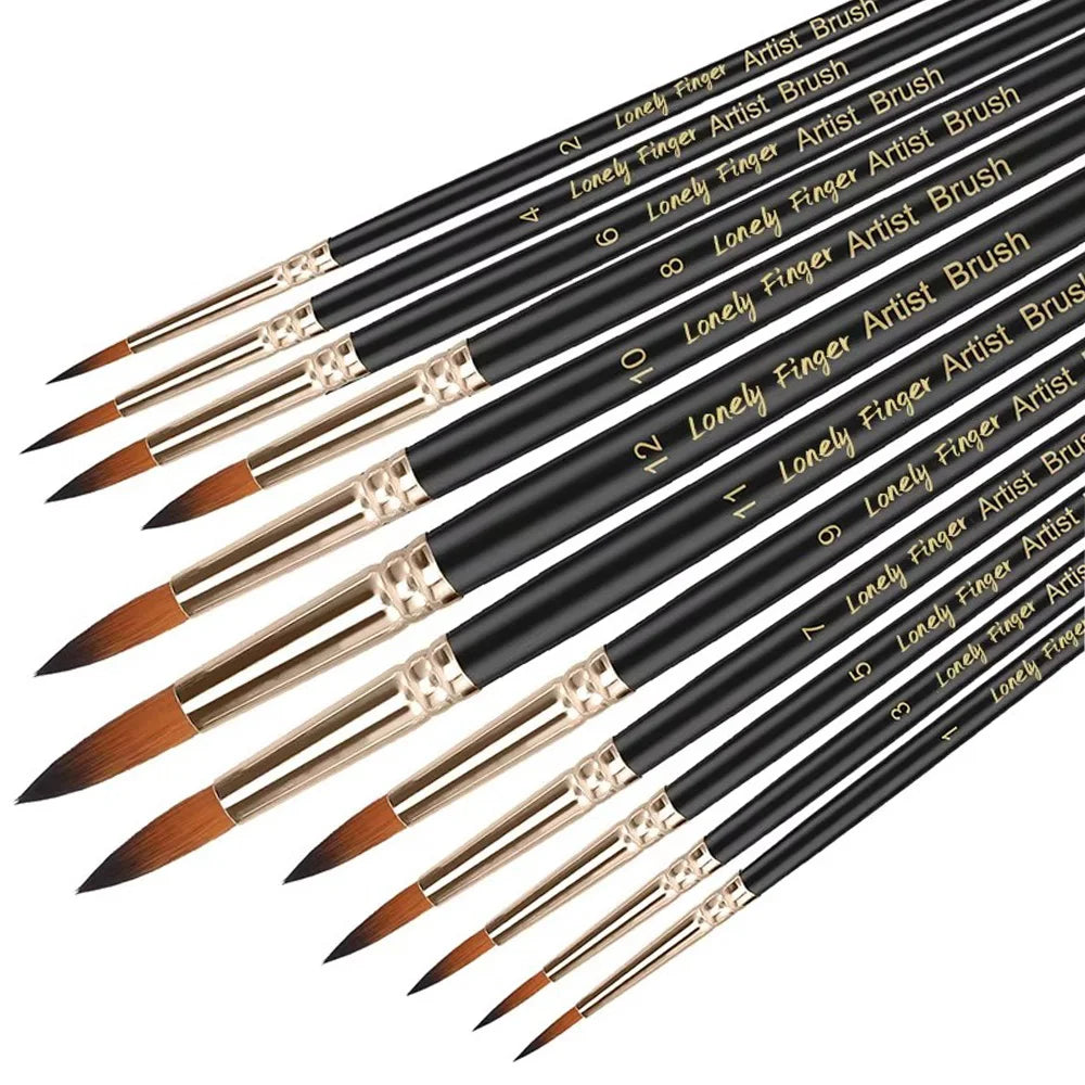 12-Piece Round Nylon Paint Brush Set