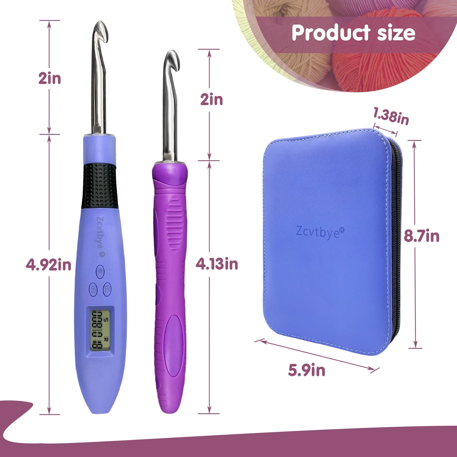 18-Size LED Crochet Hook Set with Digital Counter