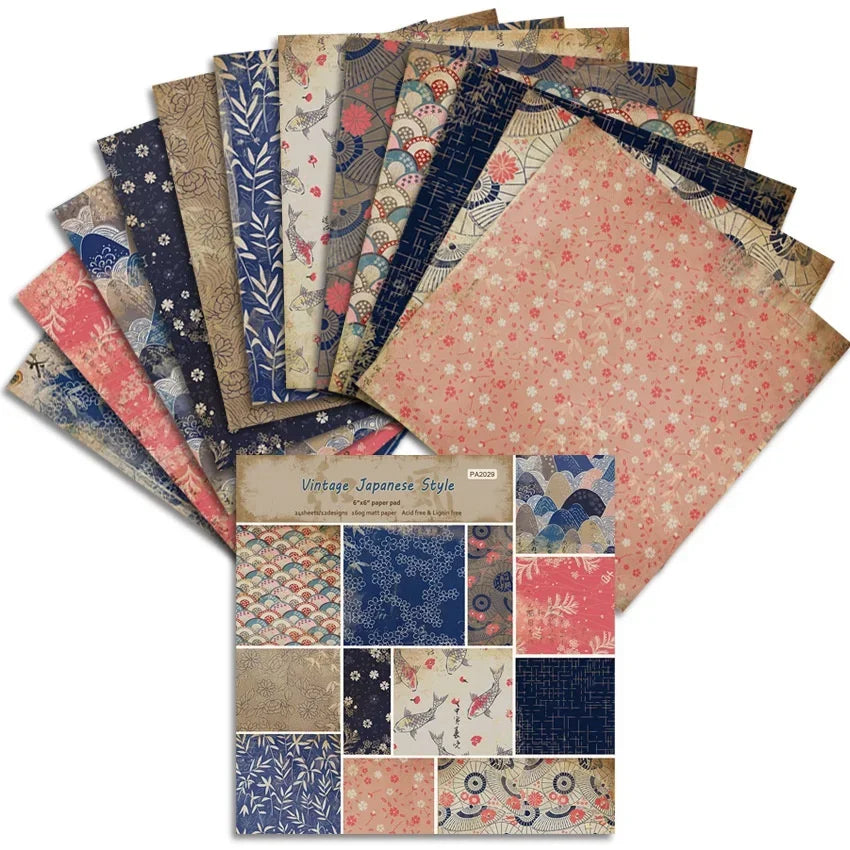 24 Sheets Vintage Japanese Style Craft Paper Pads