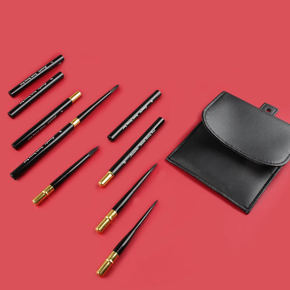SeamiArt 6-Piece Watercolor Brush Set with PU Travel Case