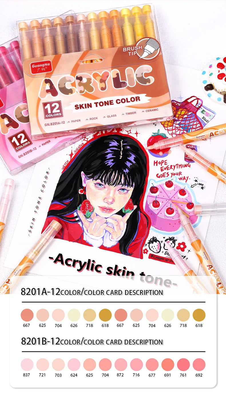 GuangNa Acrylic Paint Markers 12-72 Colors Set