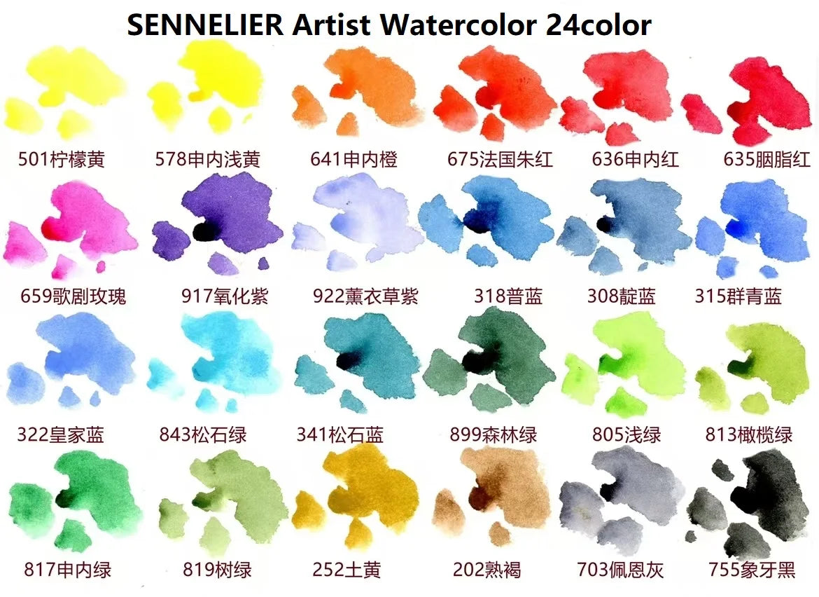 SENNELIER 24/36/48/98‑Color Solid Watercolor Palette
