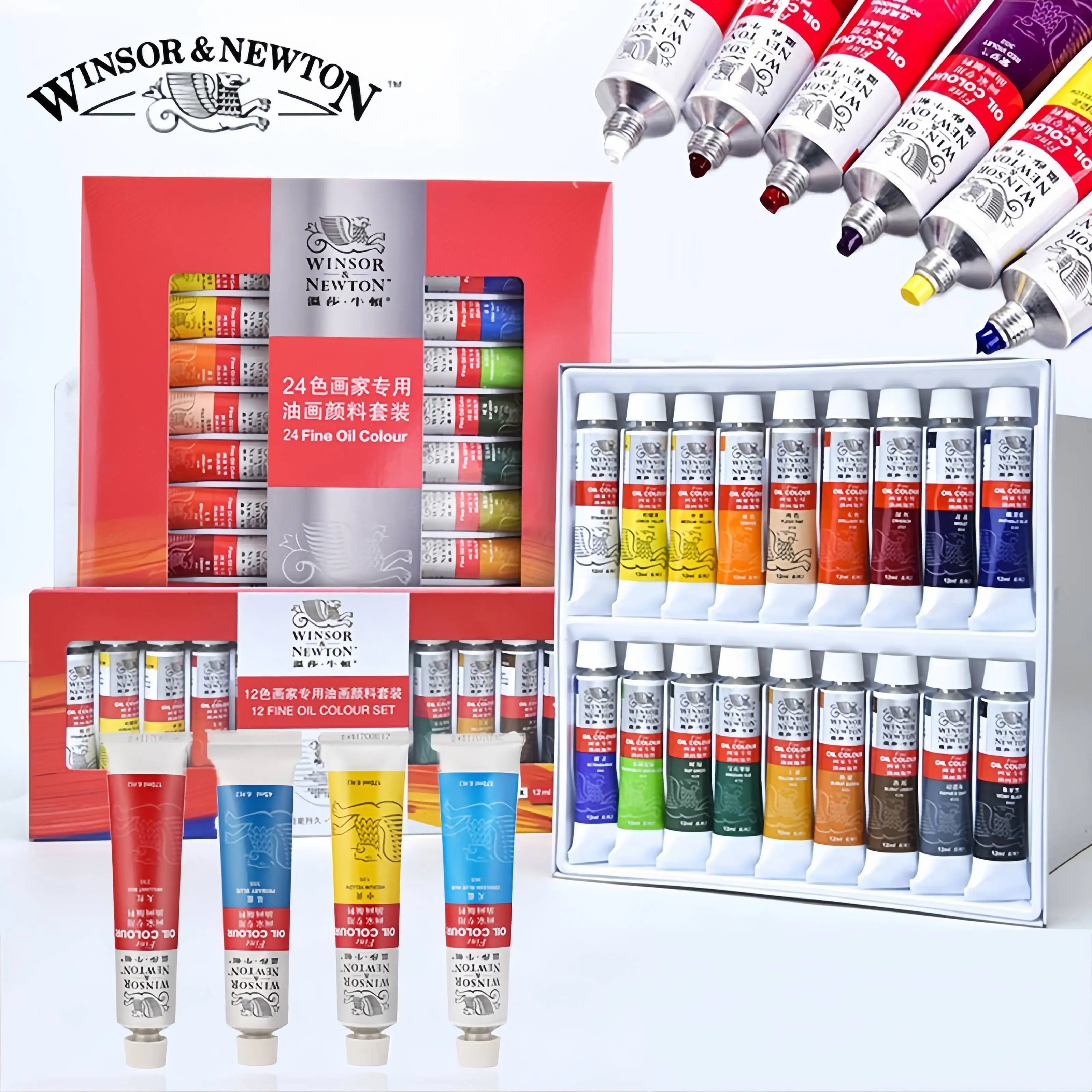 Winsor &amp; Newton Oil Paint Set – 12/18/24 Colors, 12ml Tubes