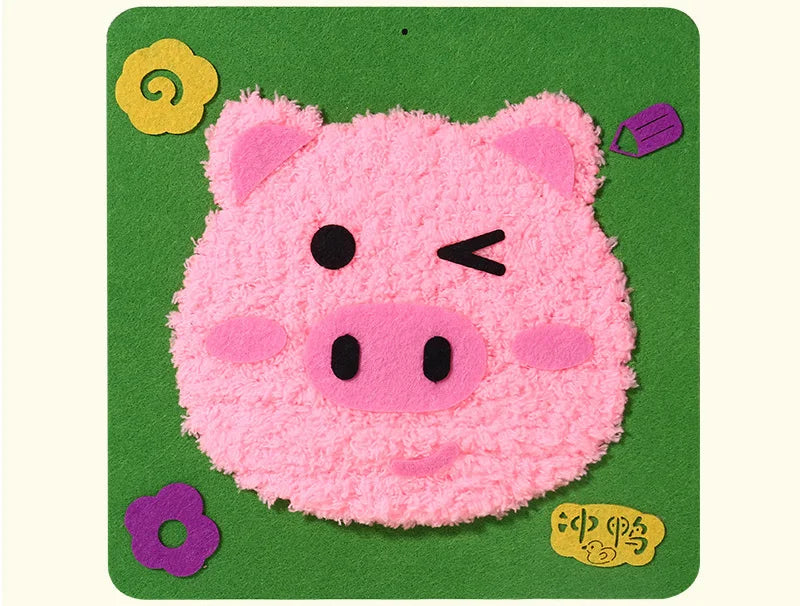 Cartoon Animal Punch Needle Kit – Pig, Rabbit, Bear