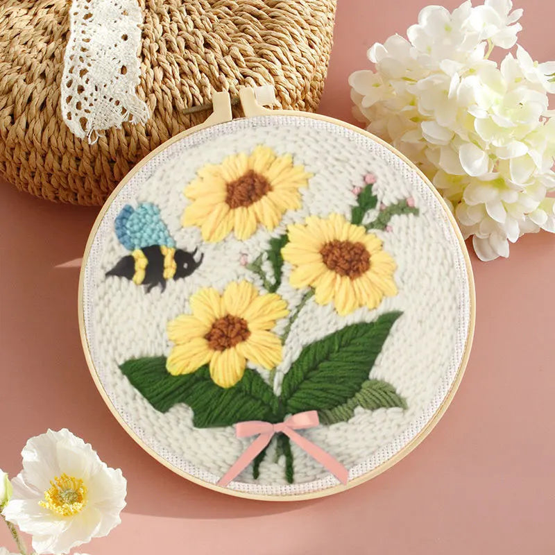 Craft Punch Needle Starter Kit – Sunflower Pattern Rug Set