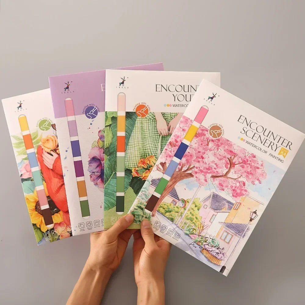 Kids’ Portable Watercolor Book – 4 Sheets + Brush