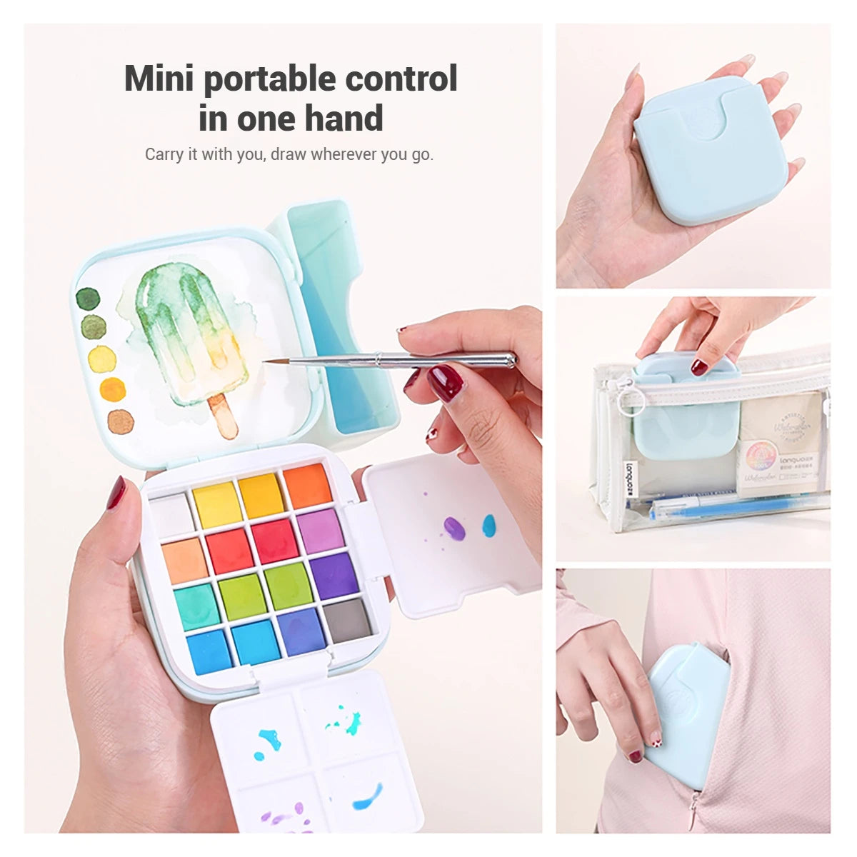 Languo 16-Color Mini Solid Watercolor Set