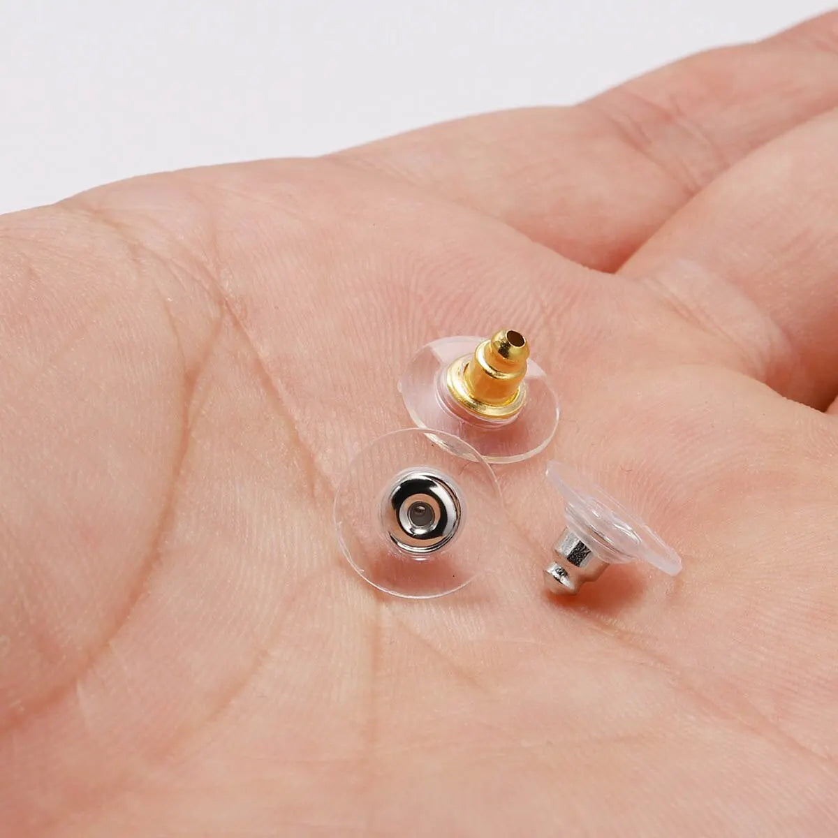 100pcs Rubber Earring Backs – Silicone &amp; Steel Earnuts for DIY Jewelry