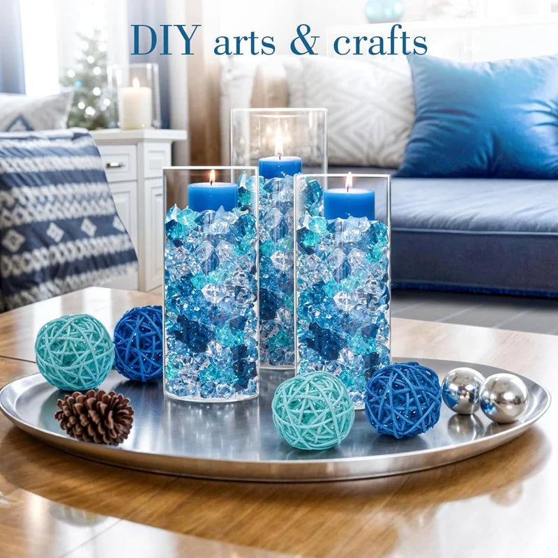 200pcs 6x9mm Acrylic Stone Fake Ice Rocks Crystal Gem Stones Vase Filler DIY Decor for Fish Tank Home Decoration Crushed Diamond