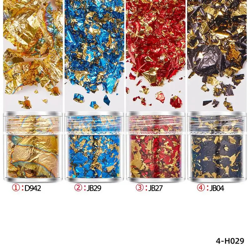 4-Bottle Gold Leaf Flakes &amp; Glitter Set