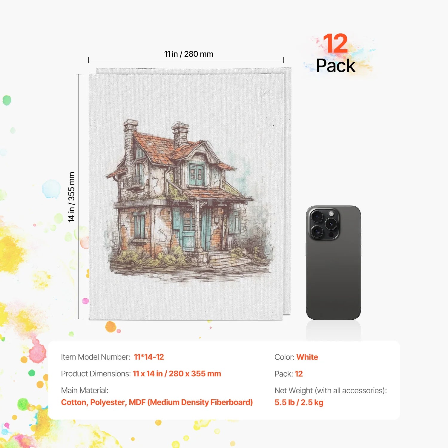 VEVOR White Canvas Boards – Multi-Media Painting Panels