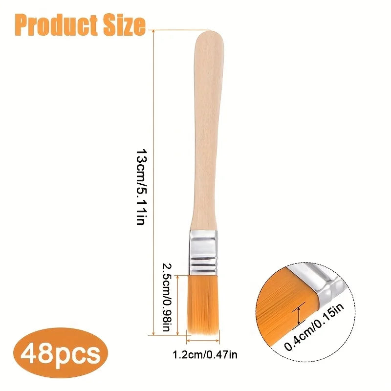 24/48/72pcs Nylon Paint Brush Set – Short Handle Art & Cleaning Brushes