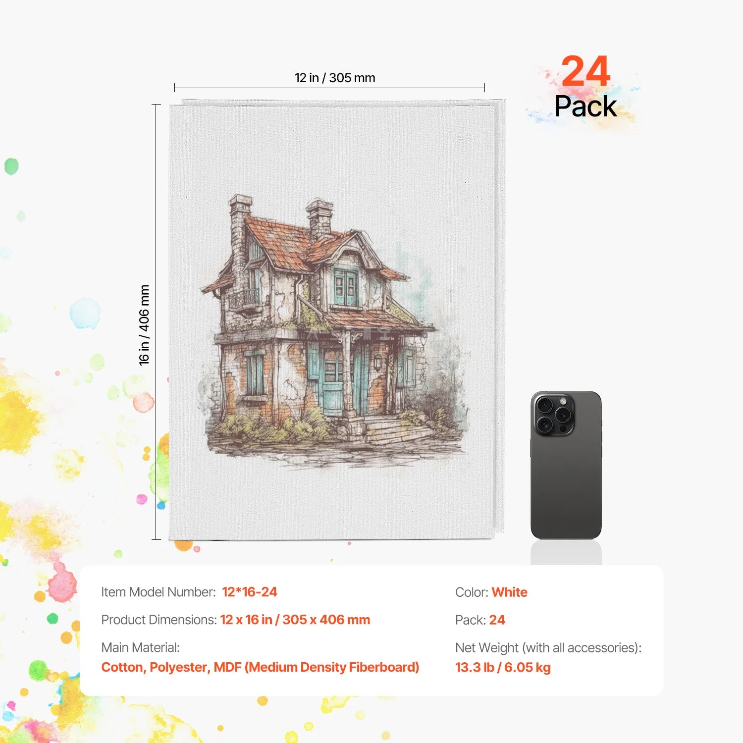 VEVOR White Canvas Boards – Multi-Media Painting Panels