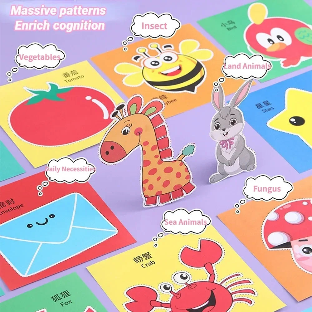 48-Piece Kids Handmade Paper Cut Craft Set