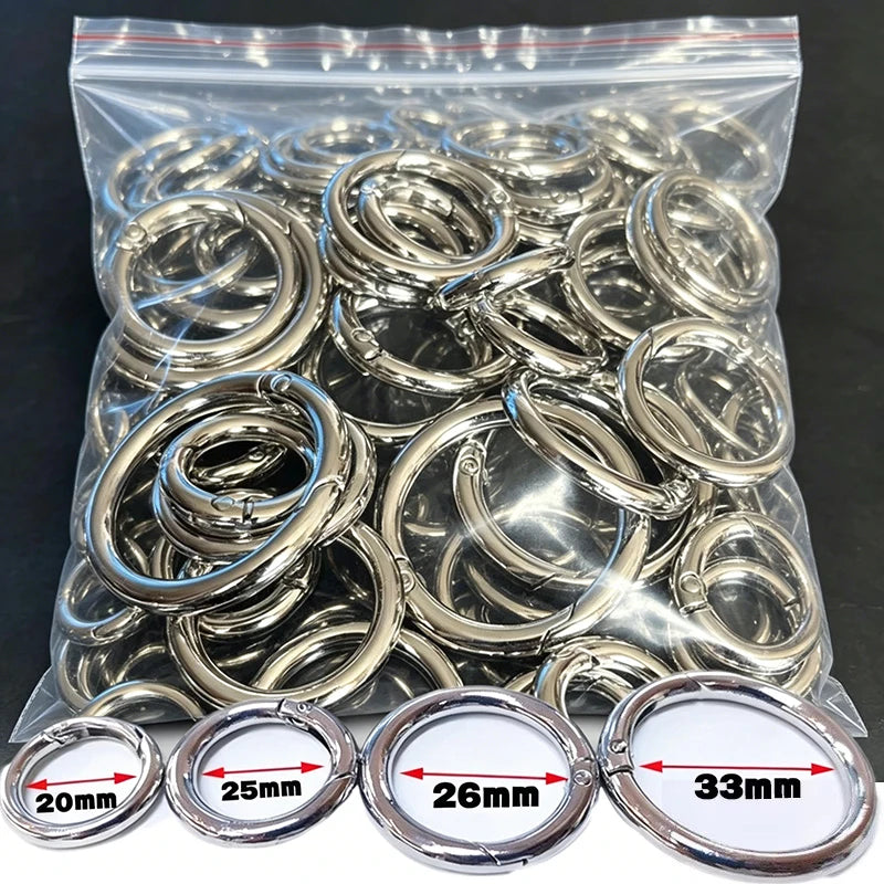 Stainless Steel O Ring Spring Clasps Open Round Carabiner Snap Hook Keychain Bag Clips DIY Jewelry Bags Accessories