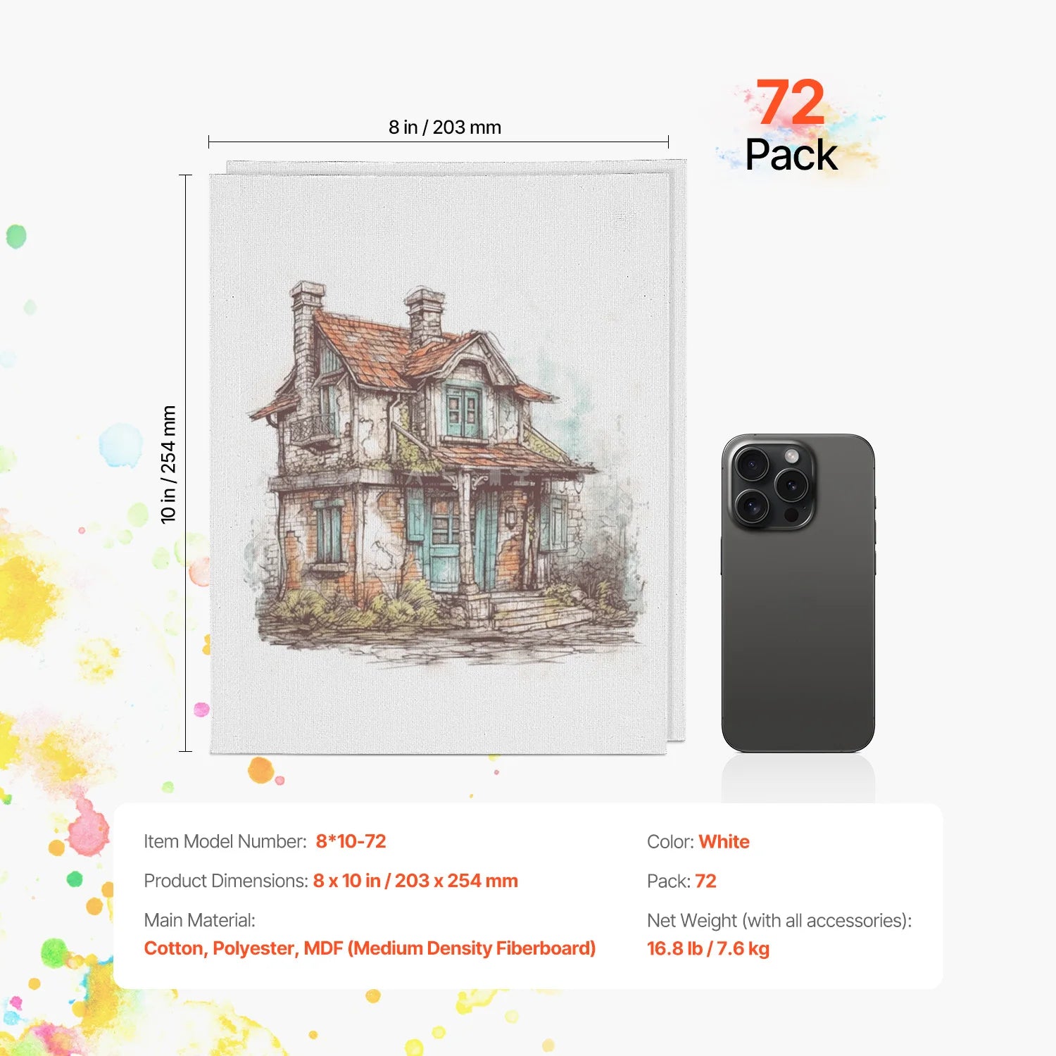 VEVOR White Canvas Boards – Multi-Media Painting Panels