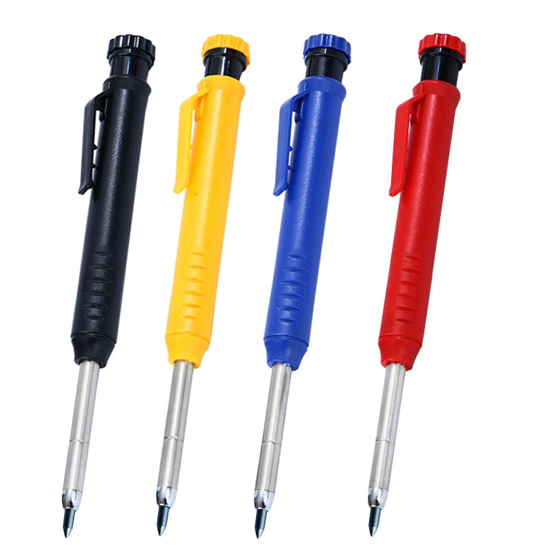 Deep Hole Carpenter Pencil Set – With Built-in Sharpener