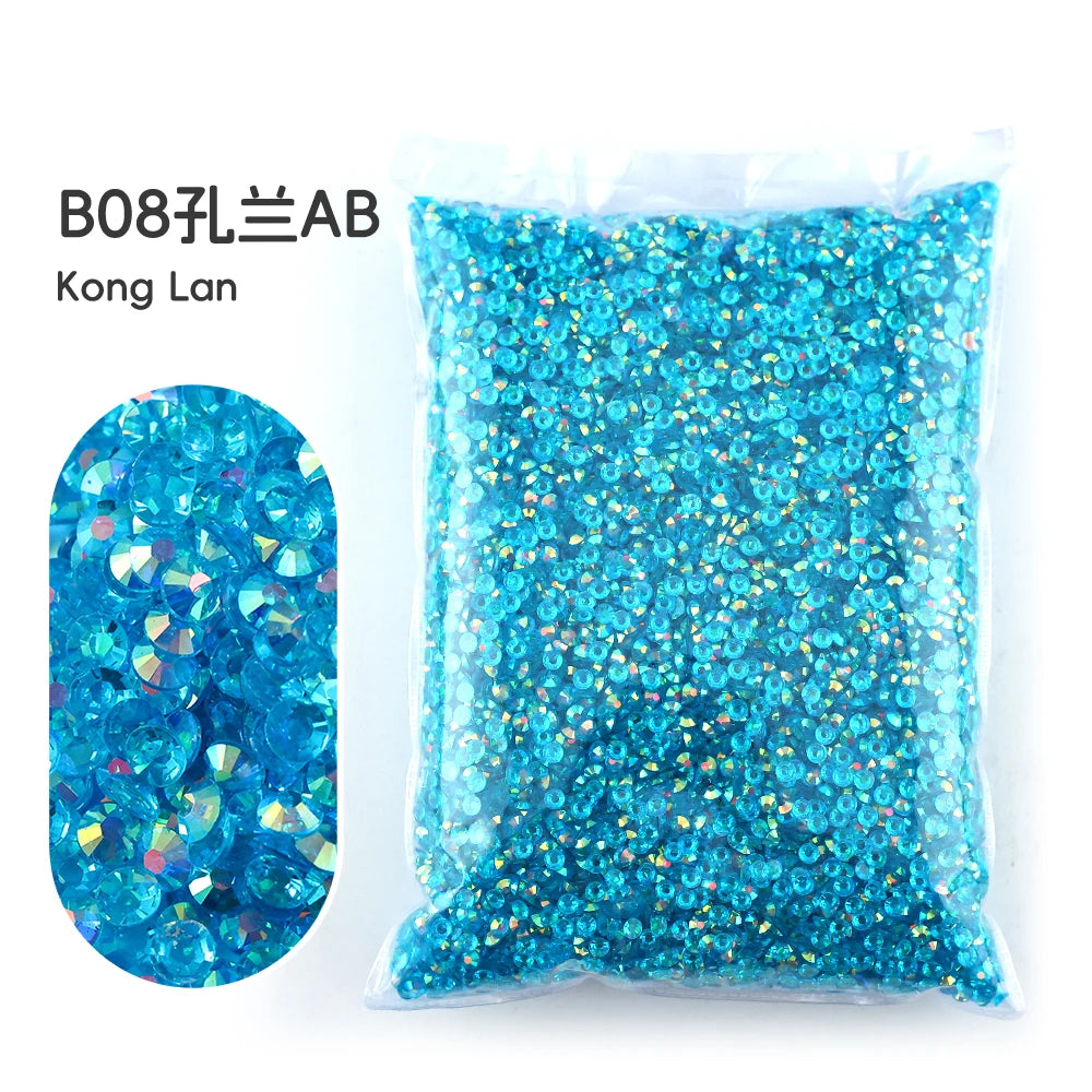 2MM 3MM 4MM 5MM 6MM Jelly AB Resin Cold fixation  Rhinestones Flat Back Suitable for making diamond water bottles