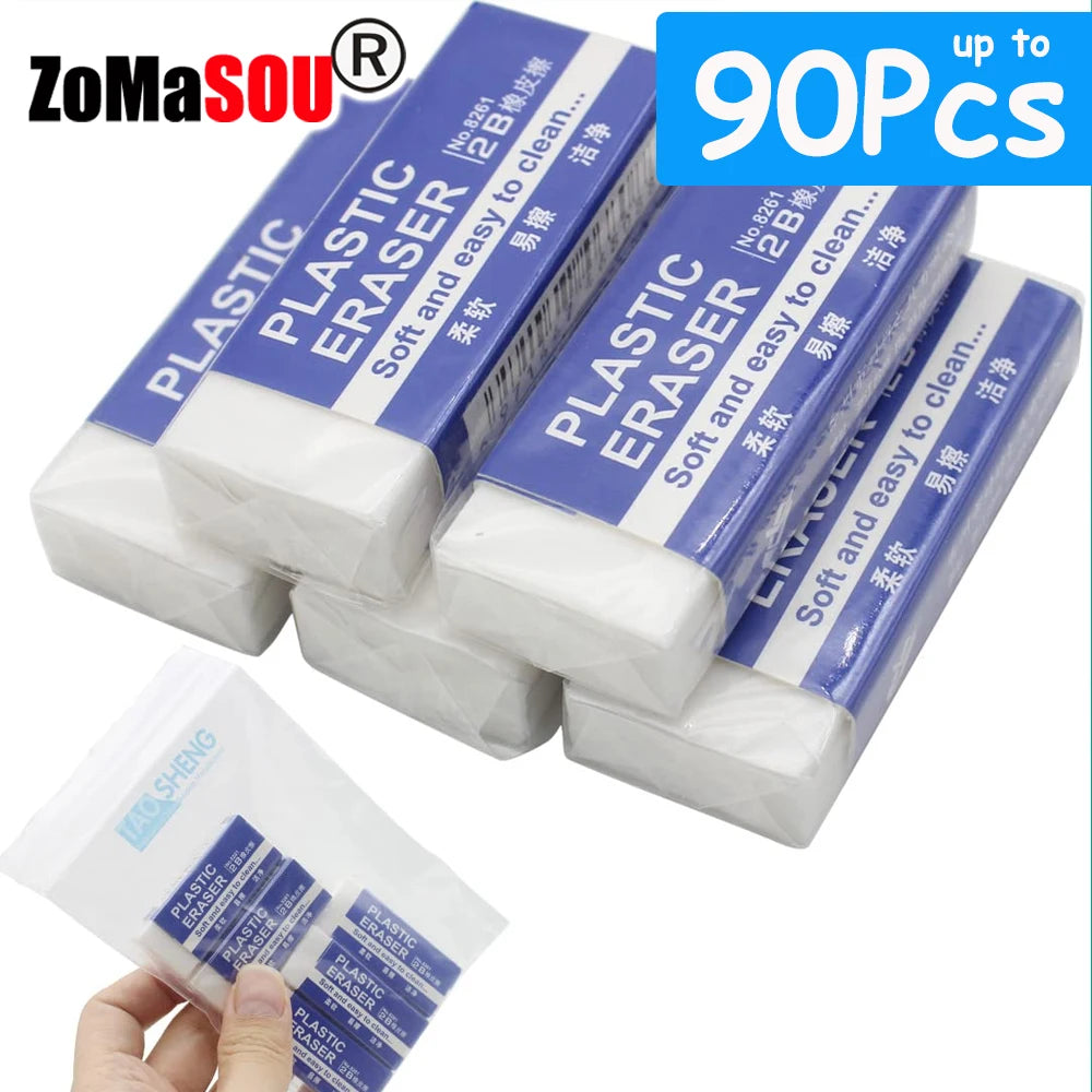 2B Soft Erasers – 1–90pcs Bulk PVC Erasers for School &amp; Art