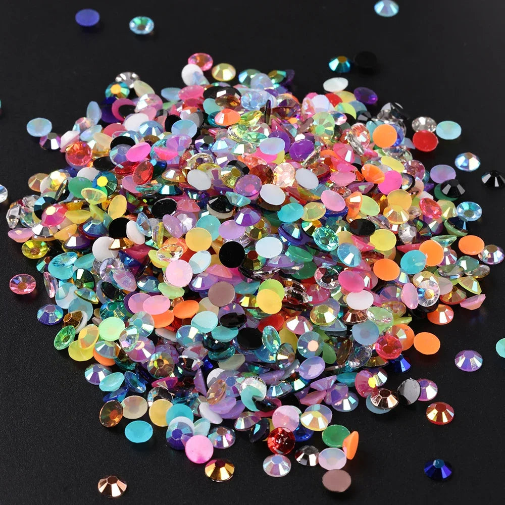 2MM 3MM 4MM 5MM 6MM Jelly AB Resin Cold fixation  Rhinestones Flat Back Suitable for making diamond water bottles