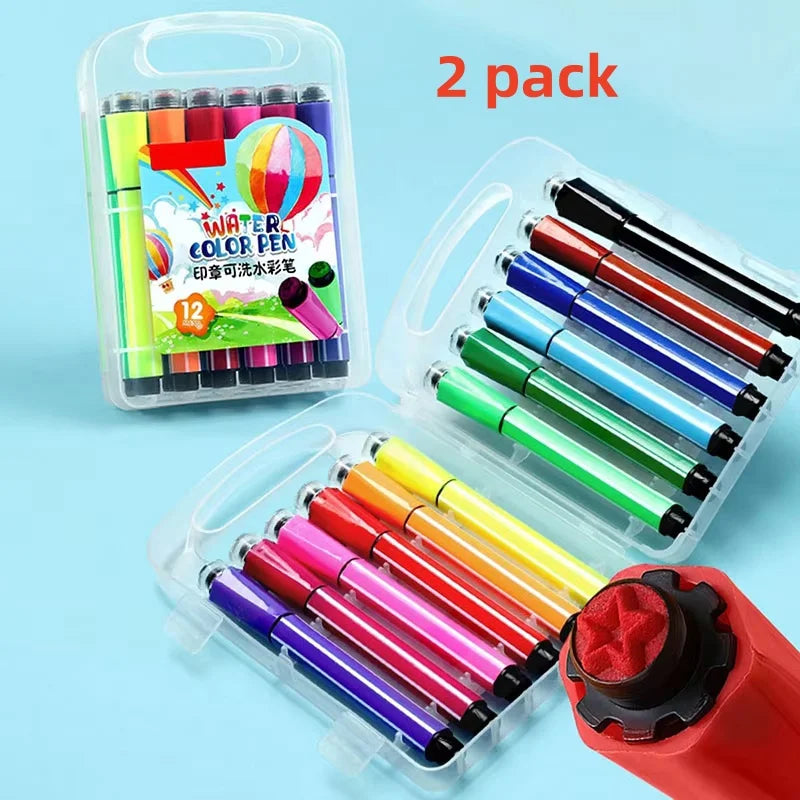 Bview 12/24 Colors Washable Watercolor Paint Pens