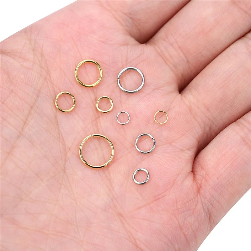 100pcs Stainless Steel Open Jump Rings – 3–10mm for DIY Jewelry Making