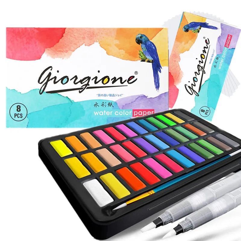 Professional Watercolor Set – 24/36 Colors with Brush & watercolor Paper