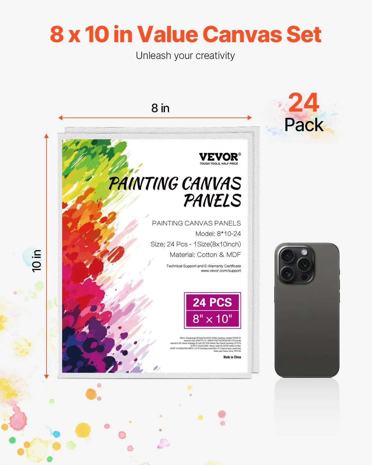 VEVOR White Canvas Boards – Multi-Media Painting Panels