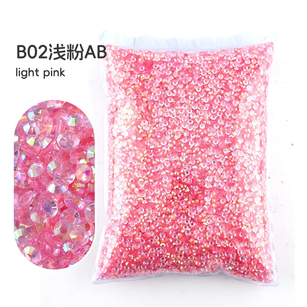 2MM 3MM 4MM 5MM 6MM Jelly AB Resin Cold fixation  Rhinestones Flat Back Suitable for making diamond water bottles