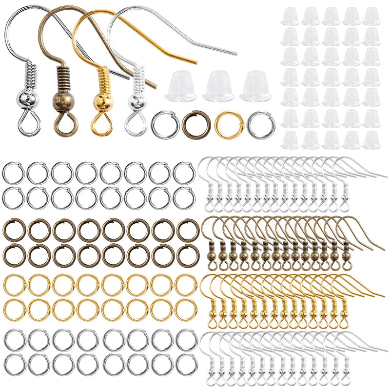 300pcs Earring Findings Set – Hooks, Jump Rings &amp; Backs for Jewelry Making